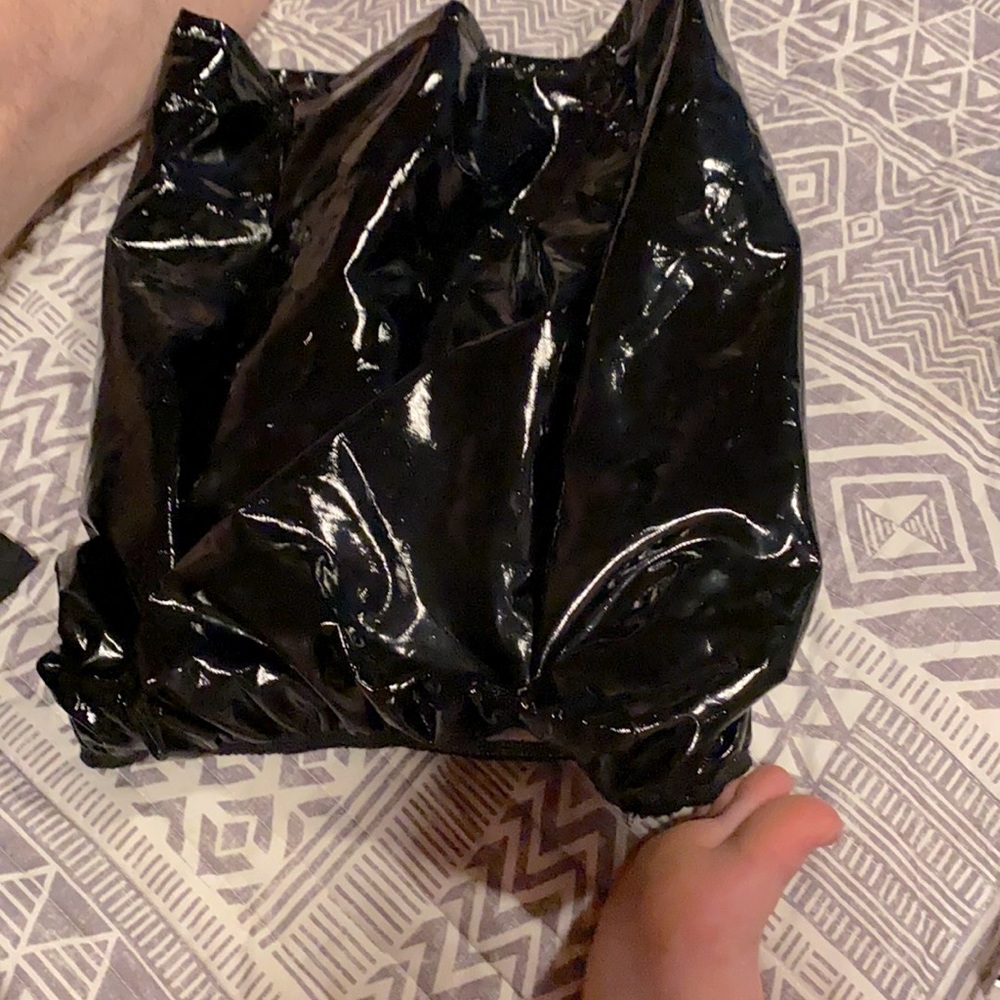 Black faux leather skirt